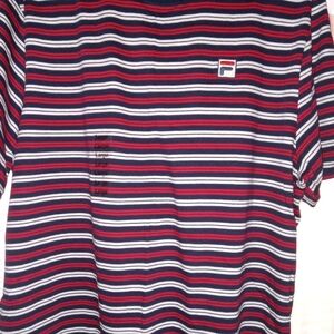 Fila Men's Striped Red and Blue Shirt